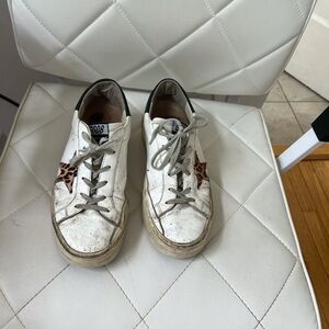 Golden Goose sneakers, white with leopard star, size 40
